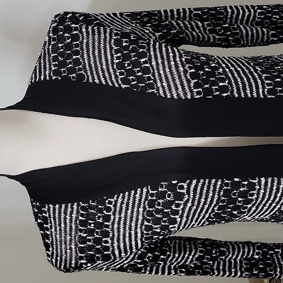 MOD Lusive Size S Black & White Cardigan Sweater with Pockets, Gently Used Cond. - Picture 2 of 12